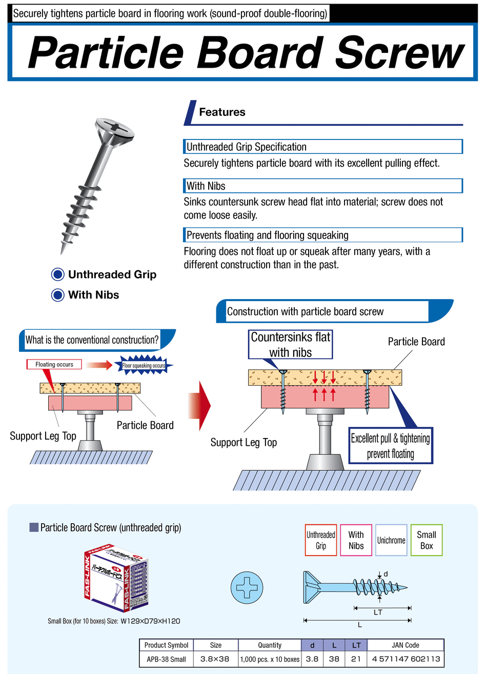 Particle board screw partial thread screw FASLINK MISUMI Thailand