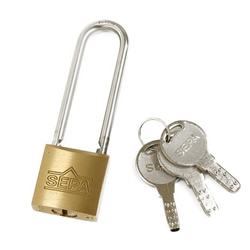 Lock, Dimpled Padlock, Long Shackle, Different Key Number