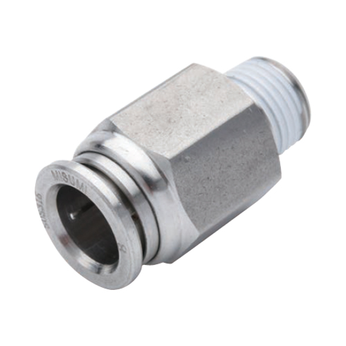 One-Touch Fittings Stainless Steel, Straight, Male Connector, Hex Flat (E-PACK-MSFPC10-4) 
