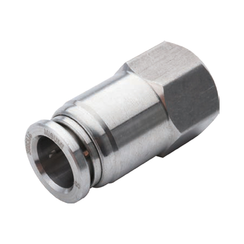 One-Touch Fittings Stainless Steel, Straight Female Connector, Hex Flat (E-PACK-MSSPCF6-M5) 
