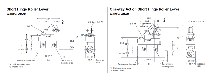 Semi-compact enclosed switch D4MC Outline drawing-2