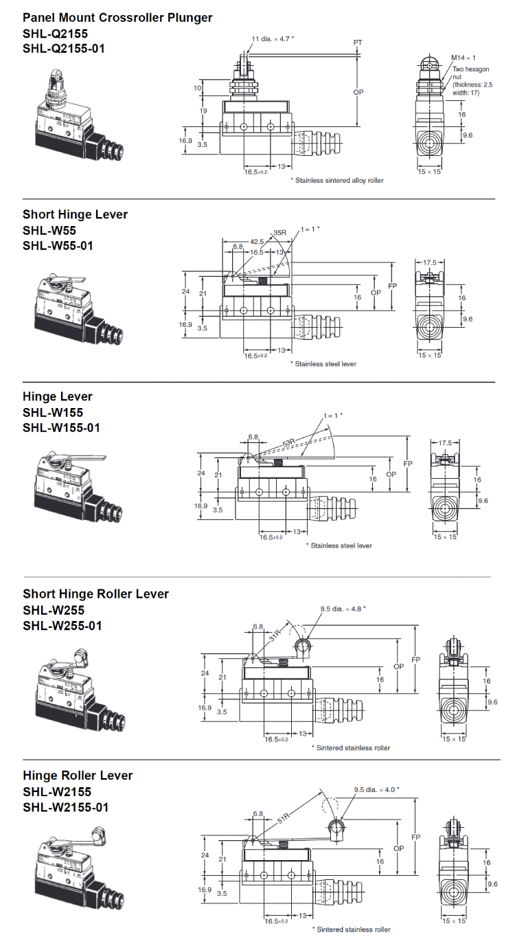 Small sealed switch SHL Outline drawing-2