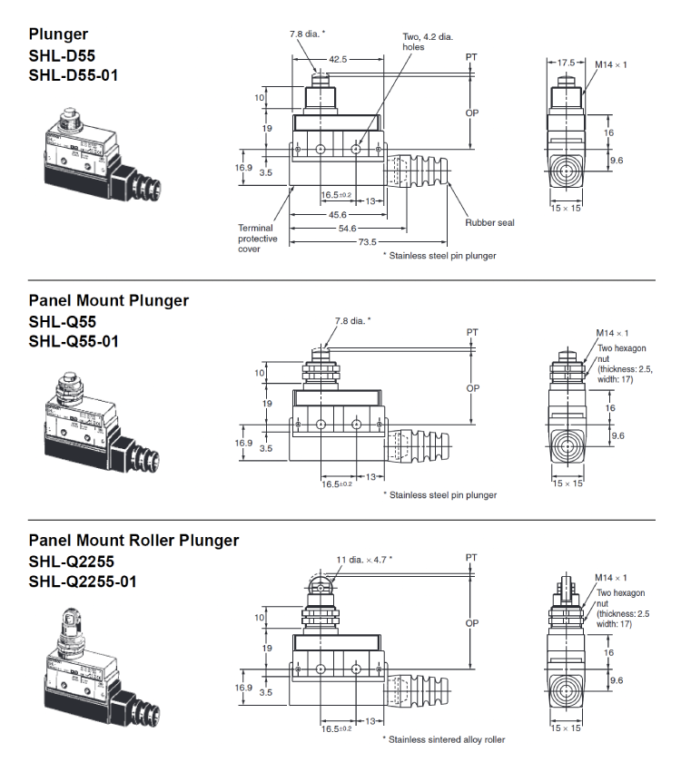 Small sealed switch SHL Outline drawing-1