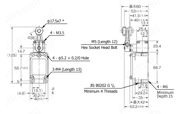 2-circuit limit switch WL-N/WL Model WLCA2/Model WL01CA2 Outline drawing