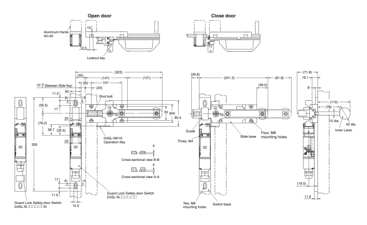 Slide key unit [D4SL] D4SL-NSK10-LKH outline drawing