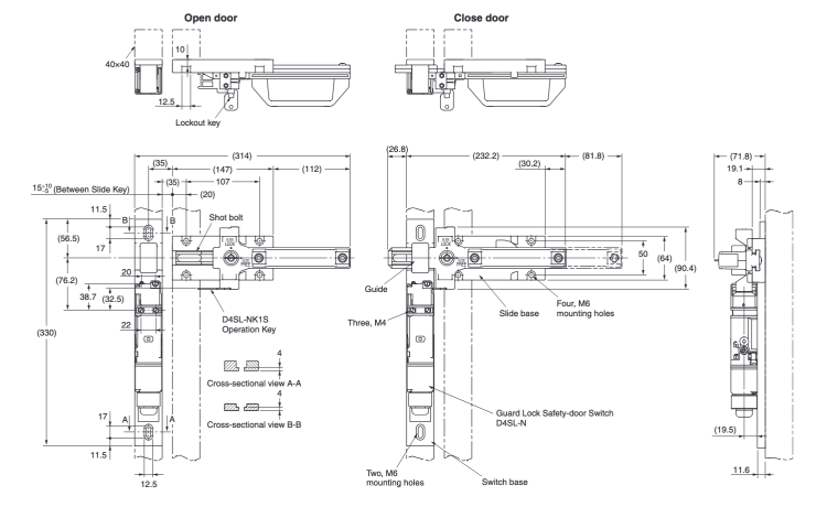 Slide key unit [D4SL] D4SL-NSK10-LK outline drawing