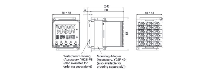 Temperature controller (digital controller) [E5CC] E5CC-T external dimensions