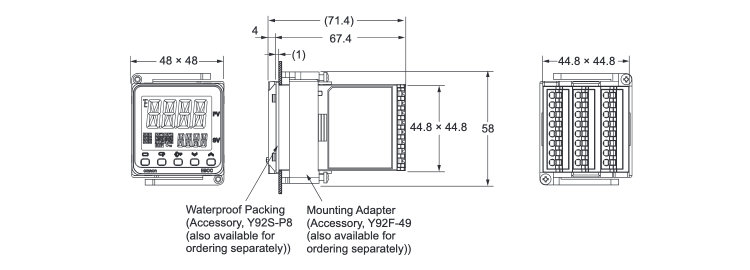 Temperature Controller (Digital Controller) [E5CC] Model E5CC-B Outline Drawing