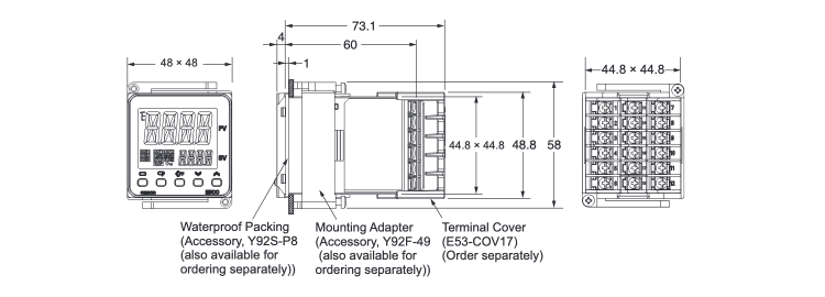 Temperature Controller (Digital Controller) [E5CC] E5CC Outline Drawing