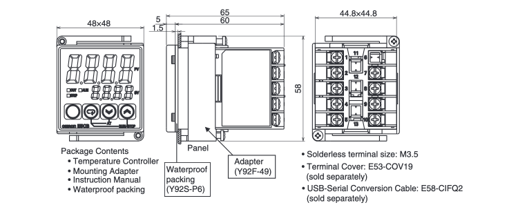 THERMAC Temperature Controller [E5CB] Outline drawing