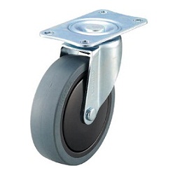 Reduced Noise Caster, Elastomer Wheels, Freely Rotating