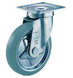 Press-Formed Gray Rubber Caster, Freely Rotating (TJB-100G) 