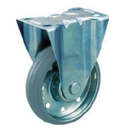 High-Tension Press Gray Rubber Casters with Fixing Bracket (HTTK-100G) 