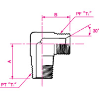 PT Connection PF30° MIS Male 90° Elbow (1034-02-04) 