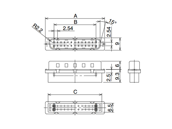 Male crimp connector dimensional drawing