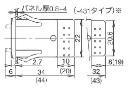 Side drawing of DF series multi-digital switch [1 to 20 pcs.] set lock type DFA□ type (terminal type for solder)