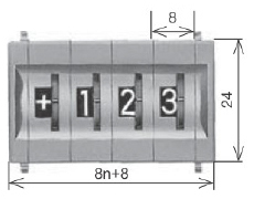 Front drawing of DF series multi-digital switch [1 to 20 pcs.] thumbwheel type DFCN type