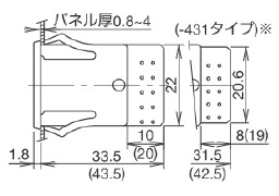 Side drawing of DF series multi-digital switch [1 to 20 pcs.] thumbwheel type DFCN type (terminal type for solder)