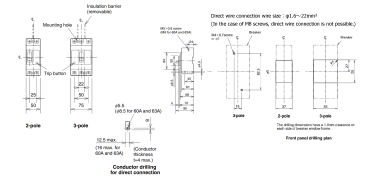 Drawing 02 of WS-V Series MCCB F Style NF-C Class (Economy Class)