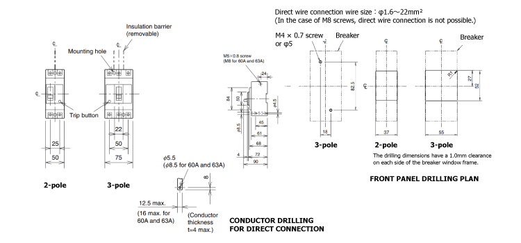 Drawing 02 of WS-V Series MCCB F Style NF-S Class (General Products)