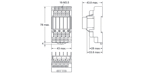 Model G3S4-A, Model G3S4-D with heat sink: dimensional drawing