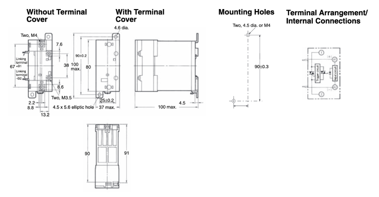 External dimensions of Model G3PA-420B-VD and Model G3PA-420B-VD-2