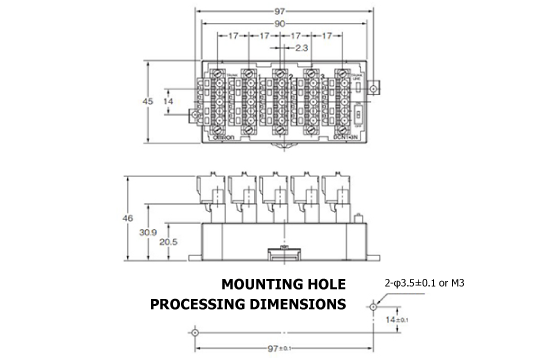 DCN1-3NC dimensional outline drawing