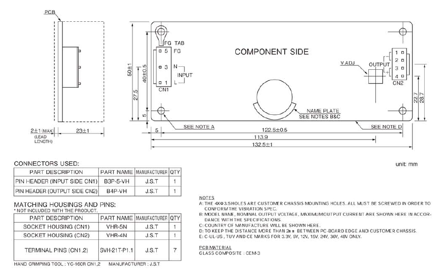 PC Board Type Power Supply, VS-C Series 