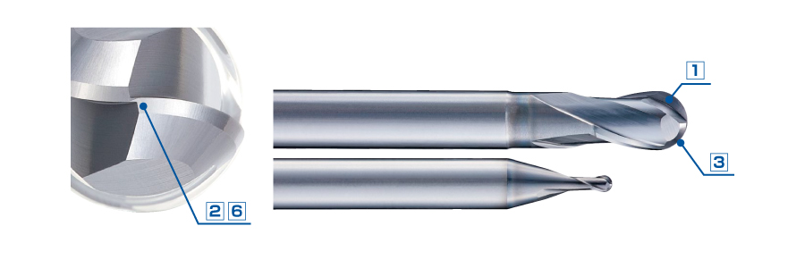 Carbide Ball End Mill for High Hardness Steel 2-Flute for High Precision Finishing AE-BD-H 