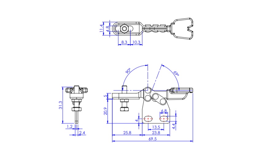 Toggle Clamp - Horizontal - U-Shaped Arm (Straight Base) GH-22030 