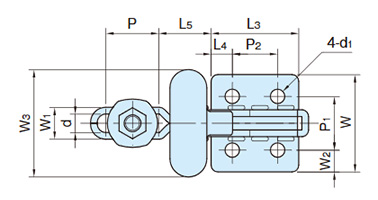 Dimensional drawing of horizontal type toggle clamp