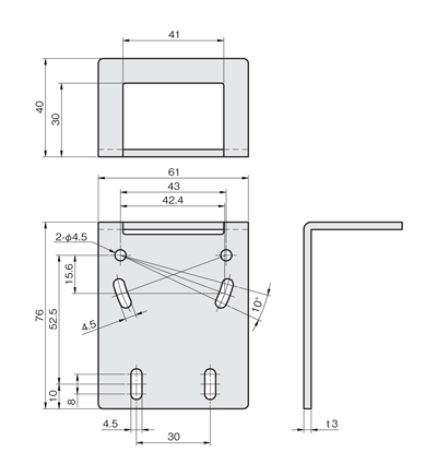 Sensor Bracket Single Plate LJ Type for Laser Sensors Drawing 1