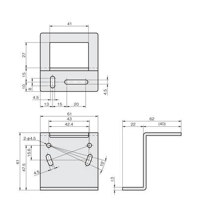 Sensor Bracket Single Plate LJ Type for Laser Sensors Drawing 2