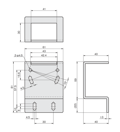 Sensor Bracket Single Plate LJ Type for Laser Sensors Drawing 3