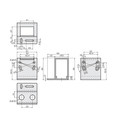 Sensor Bracket Single Plate LJ Type for Laser Sensors Drawing 4