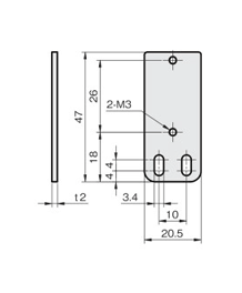 Sensor Bracket Single Plate L / Straight Type for Reflector Drawing