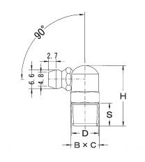 Drawing of Lubricator Series Grease Fitting JIS Type (R Thread) C Type