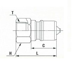 Dimensional drawing of SP-V coupler plug