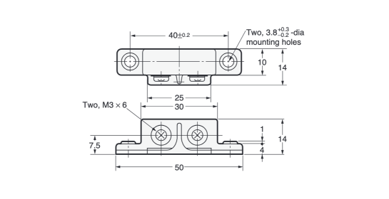 Magnetic proximity sensor GLS switch part (terminal block type) outline drawing