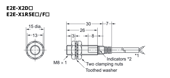 Standard type proximity sensor E2E Pre-wired type (shielded type) outline drawing