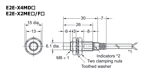 Standard type proximity sensor E2E Pre-wired type (non-shielded type) outline drawing