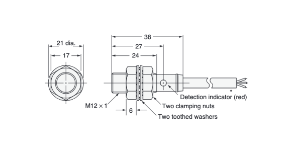 Chemical-resistant proximity sensor [E2FQ] Outline drawing 1