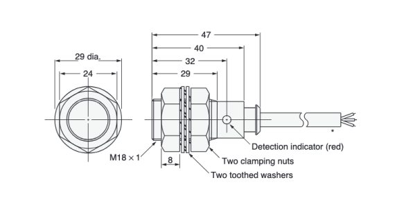 Chemical-resistant proximity sensor [E2FQ] External dimensions 2