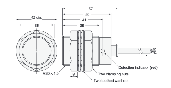 Chemical-resistant proximity sensor [E2FQ] Dimensions 4