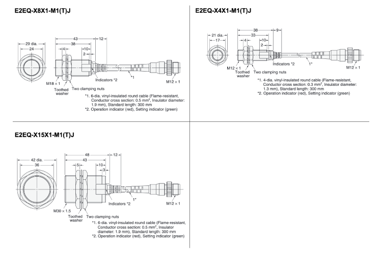 Spatter-proof proximity sensor E2EQ Connector relay type Long distance type Outline drawing