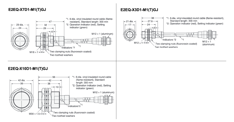 Spatter-proof proximity sensor E2EQ Connector relay type Standard type Outline drawing