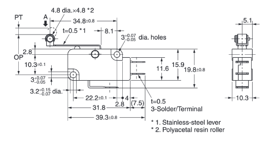 Small basic switch [D2MV] Outline drawing 4