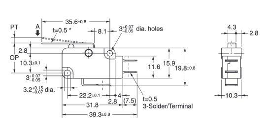 Small basic switch [D2MV] Outline drawing 5