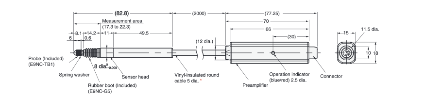 Smart contact sensor (discrimination type) [E9NC-T] Outline drawing 1