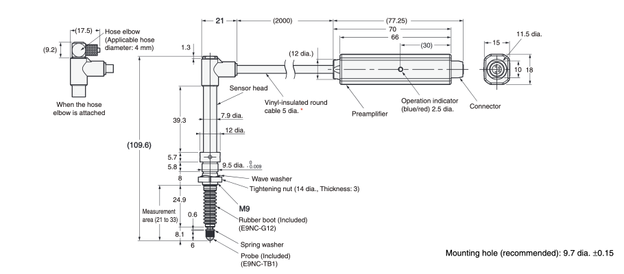 Smart contact sensor (discrimination type) [E9NC-T] Outline drawing 7